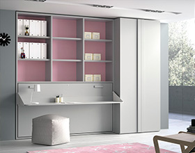 cama abatible femenina con escritorio