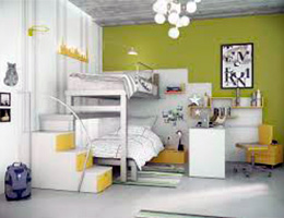 Recamara infantil con litera y escaleras